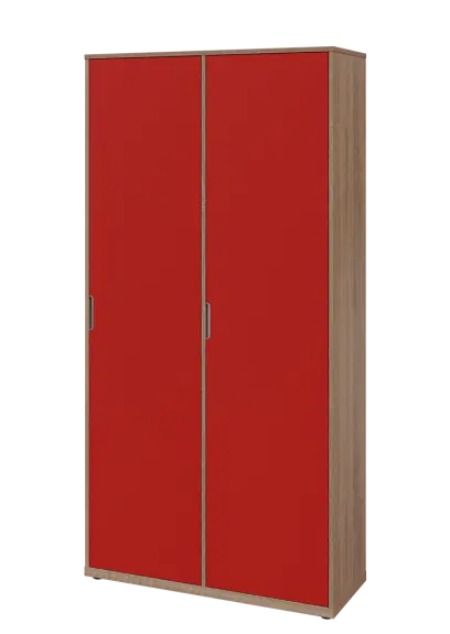 KSR6-81 P skříň šatní, 2x výsuvné ramínko, 2053x1022x400 mm, provedení pravé, dub bardolino/červená